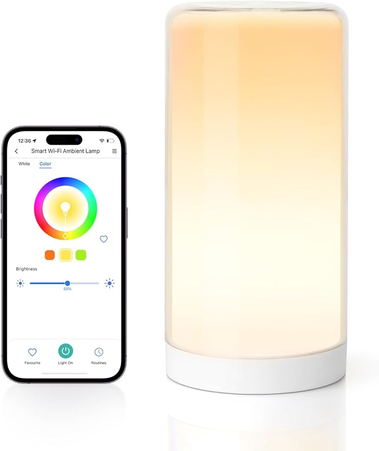 meross Smart Table Lamp, Compatible with Apple HomeKit and Amazon Alexa | Bedside Lamp, Work with Google, SmartThings, Siri, Tunable White and Multi-Color, Touch Control, Voice and App Control