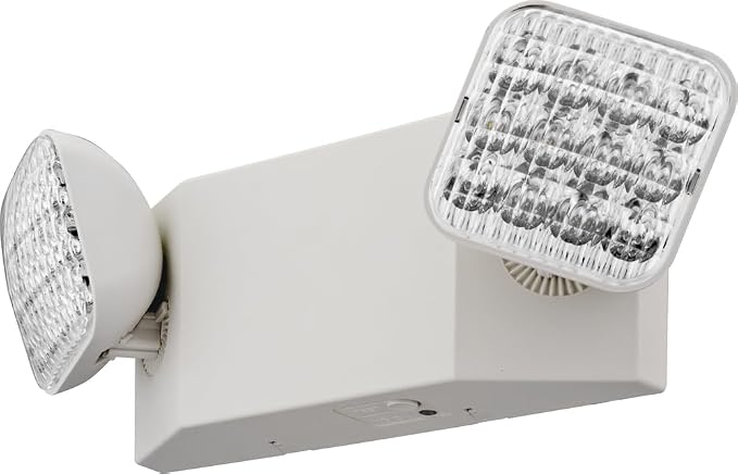 Lithonia Lighting Basics LED Emergency Light, Emergency Lighting with Dual Adjustable LED Lamp Heads, Wall Mount, Damp Location Rated, 90-Minute Backup, 120/277V, White (EU2C M6), Pack of 6