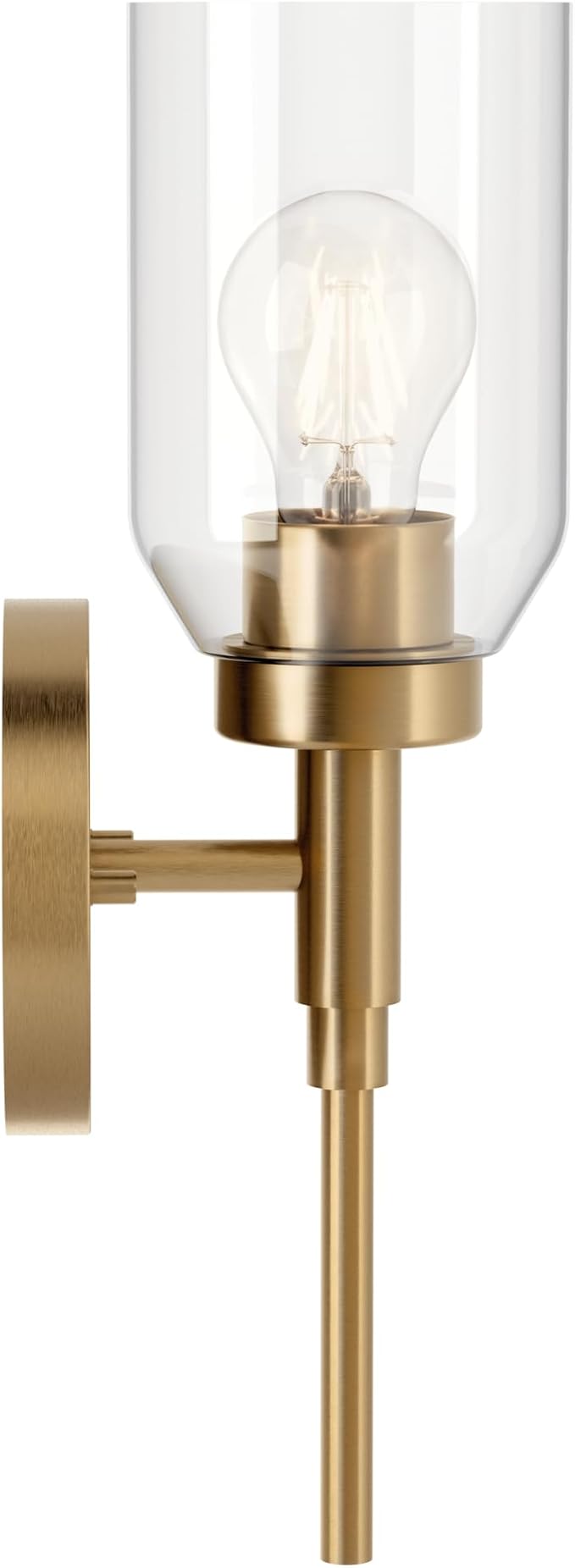 Kichler Madden 1-Light Bathroom Wall Light, Champagne Bronze | Modern wall light with clear glass for bathrooms and hallways (14.75" x 5"), 55183CPZ