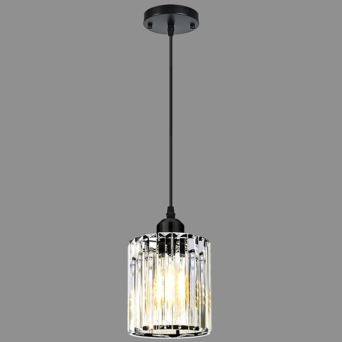 1-Piece Pendant Lights Kitchen Island, Elegant Modern Island Lights for Kitchen with Crystal Glass – Luxury Kitchen Hanging Light for Kitchen Island, Dining Table, Entryway, Restaurant