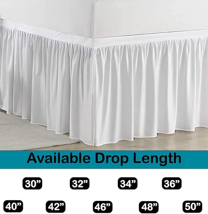 Dorm Bed Skirt, Twin XL, 34" Drop, White | Soft Microfiber Fabric, College dorm rooms, Hides under-bed storage, Fits 39"x80" Beds, Wrinkle-resistant, Machine Washable