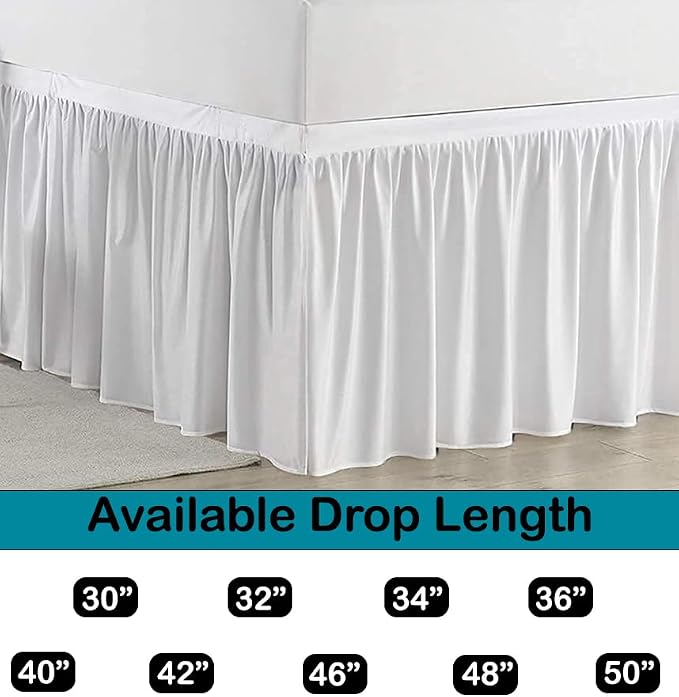 Dorm Room Bed Skirt, Twin XL - 32 inch Drop, Dust Ruffled Bed Skirt for College Dorms, 100% Microfiber - White
