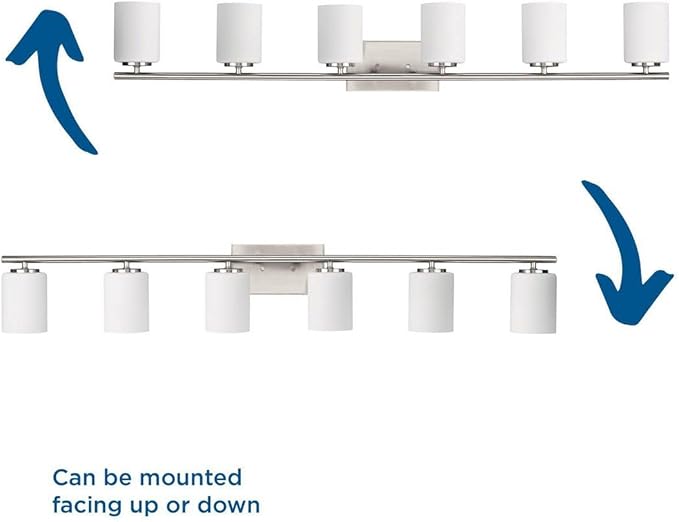 Progress Lighting Replay Collection 48 in. 6-Light Brushed Nickel Etched White Glass Modern Bath Vanity Light