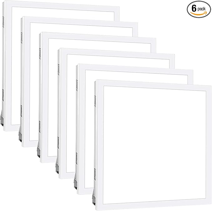 hykolity 2x2 LED Flat Panel Troffer Light,Dimmable ETL,Drop Ceiling 6 Pack | 30/40/50W Selectable 0-10V Dimmable 5000K 5800LM Recessed Light for Office Classroom Hospital Garage Replaces 2-Lamp Fixture