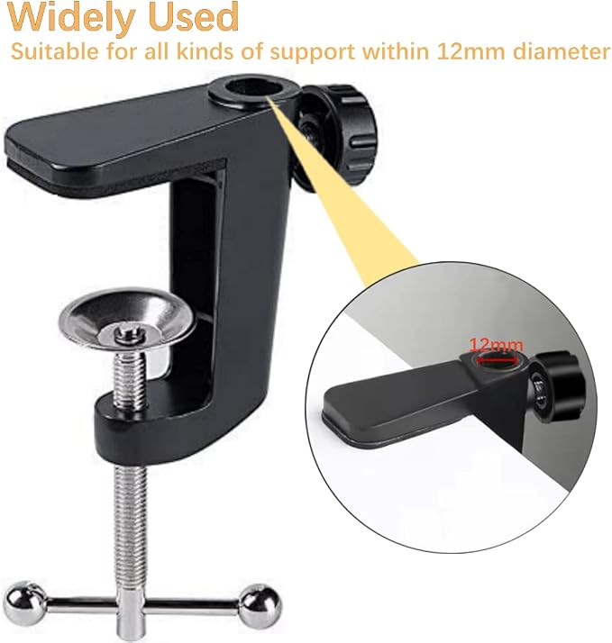 Replacement Aluminum Alloy Universal Bracket Adjustable C-Clamp Desk Light Mounting Bracket Cantilever Bracket for Microphone Arm and Desktop Table Lamp