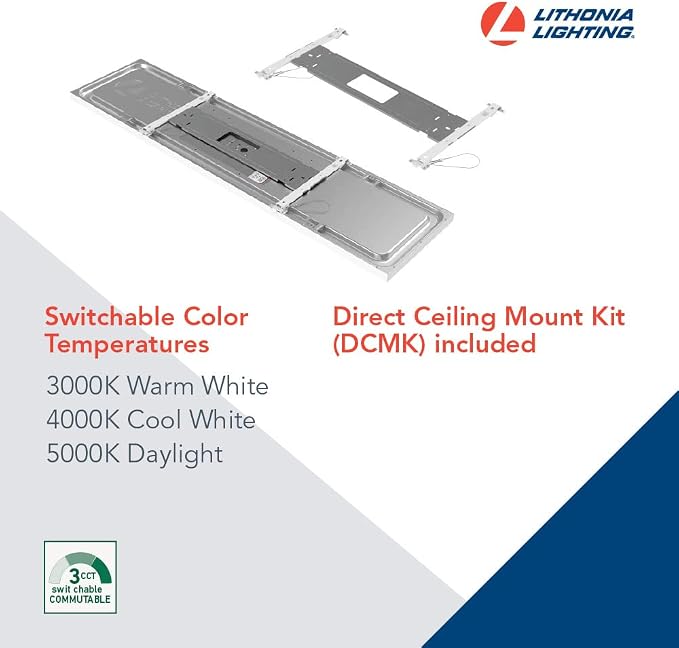 Lithonia Lighting CPANL 2x4 LED Flat Panel Light, 2 ft. by 4 ft. LED Light Panel, Ceiling Lighting Fixture, 3500K/4000K/5000K Switchable CCT, Includes Direct Ceiling Mount Bracket (2-Pack)