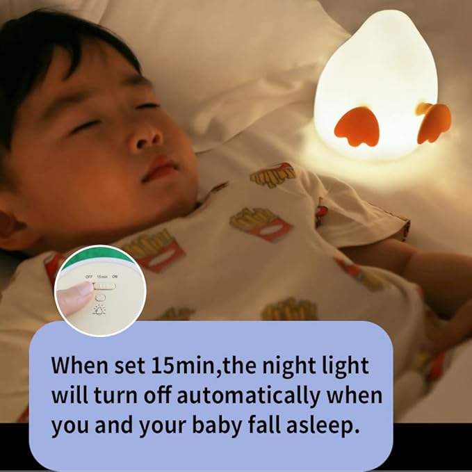 PP Duck Night Light, Adjustable Night Lamp USB Rechargeable, Touch Control Auto-Off Bedside Sleep Lamp with Lovely Feet Phone Holder, Cute Birthday Gifts for Girls, Boys, Teens, Friends