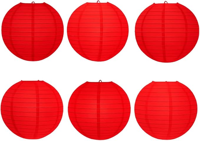 Matissa 12"(30CM) Pack of 6 Paper Lantern Wedding Party Decoration Craft Lamp Shade (Red)