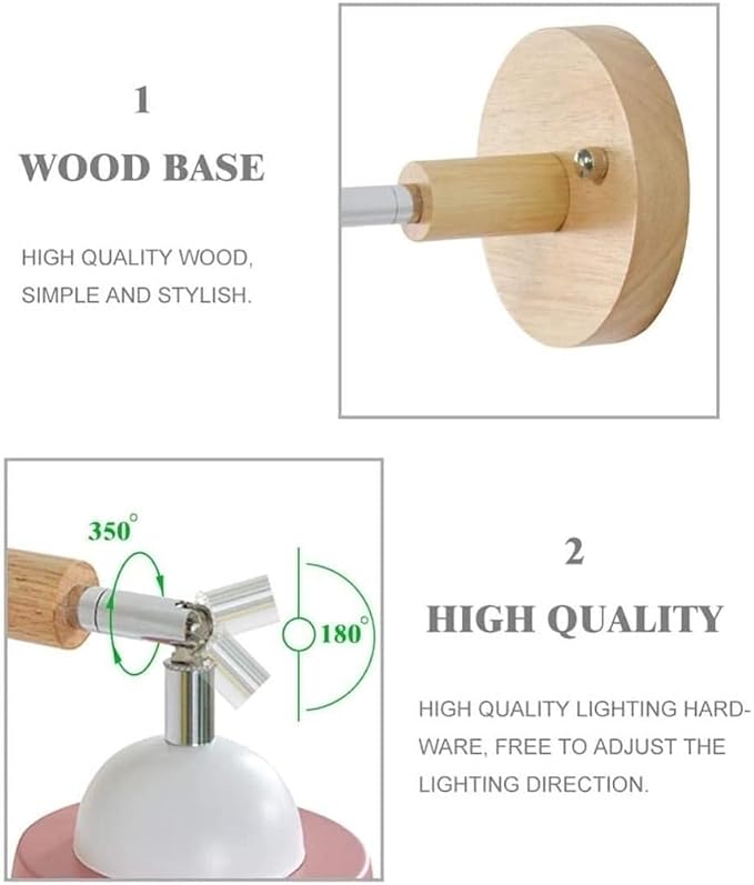 Nordic Minimalist Rotation Wall Lamp Wood Metal Plug in Wall Sconces W/ Switch Wall Mounted Lighting Fixture for Kids Bedroom Bedside Reading Living Room Corridor Hotel ( Color : G , Size : 12cm*15cm