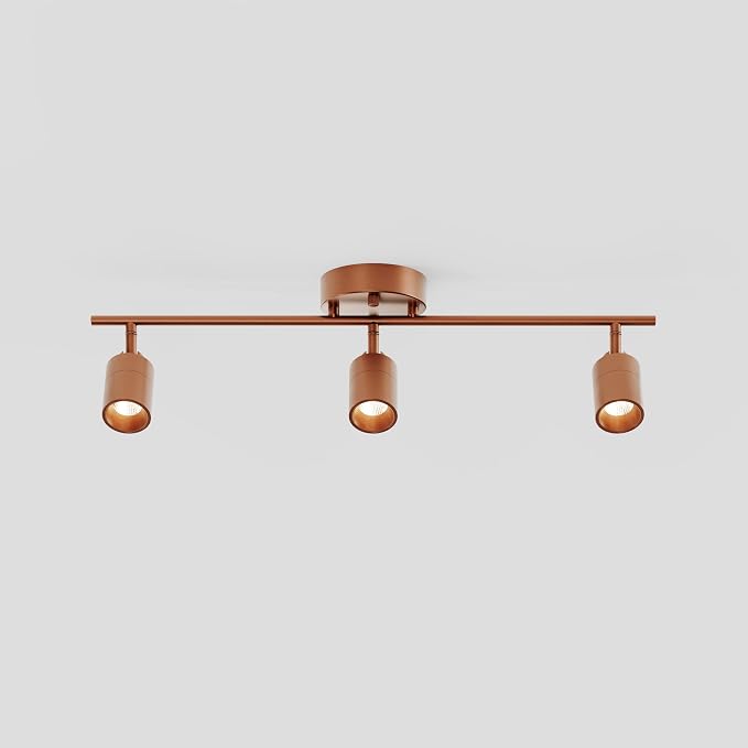 Shura Brushed Copper 3-Light Track Light with Rotatable Heads, Integrated LED Bulbs, 2 ft. Track Lighting Kit, 3000k, 1470 Lumens