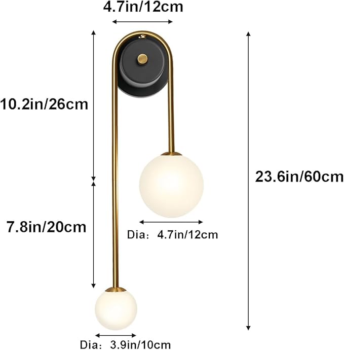 Modern Gold Wall Sconce Mid Century Gold Wall Lamp U-Shape Linear Wall Light with Milk Glass Shade Wall Lamp for Bedside Dining Room Bathroom