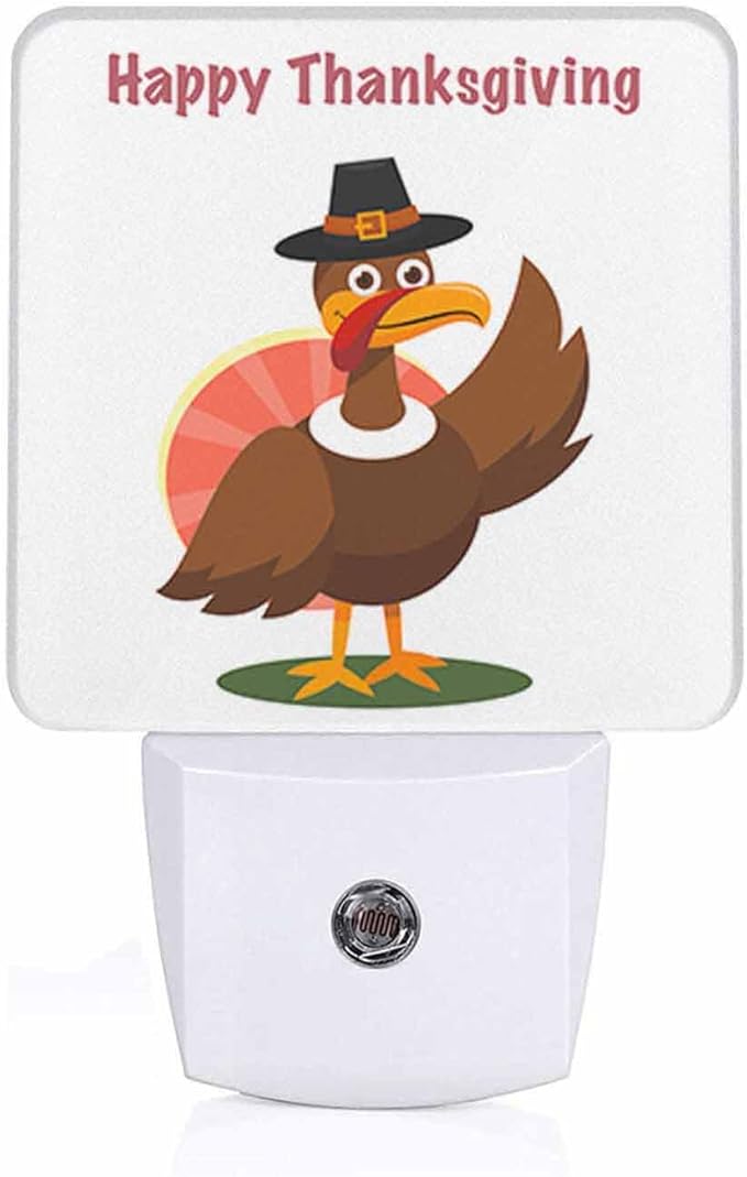 LED Night Light Plug into Wall with Dusk to Dawn Light Sensor White Energy Efficient Thanksgiving Day Autumn Traditional Nightlight for Bedroom Bathroom Hallway Living Room Kitchen