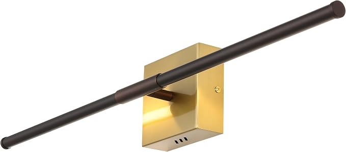 JONATHAN Y Makena 28" 1-Light LED Wall Sconce, Oil Rubbed Bronze/Brass Gold | Dimmable, Modern, Integrated 12W, Hardwired, Sleek Metal, Ambient, Bathroom Mirror, Bedroom, Hallway, Vanity Mount
