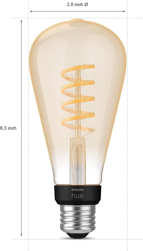 Philips Hue Smart 60W ST23 Filament LED Bulb - White Ambiance Warm-to-Cool White Light - 1 Pack - 550LM - E26 - Indoor - Control with Hue App - Works with Alexa, Google Assistant and Apple Homekit