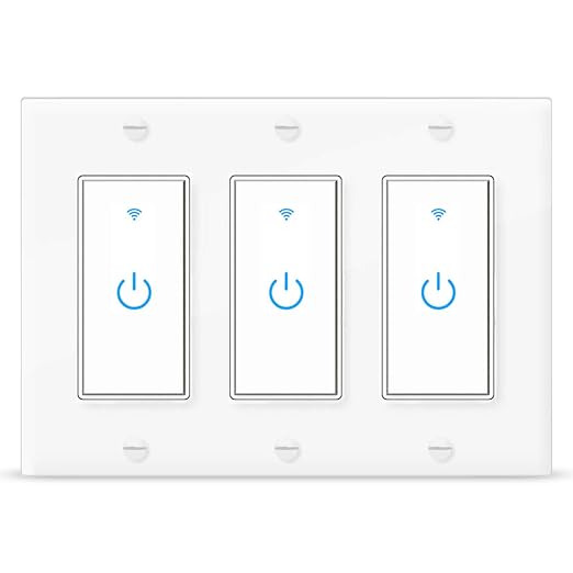 Smart WiFi Light Switch 3 Gang Compatible with Alexa and Google Home