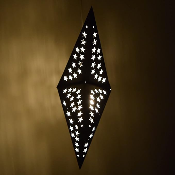 Solid Black Paper Star Lantern with 12 Foot Power Cord Included