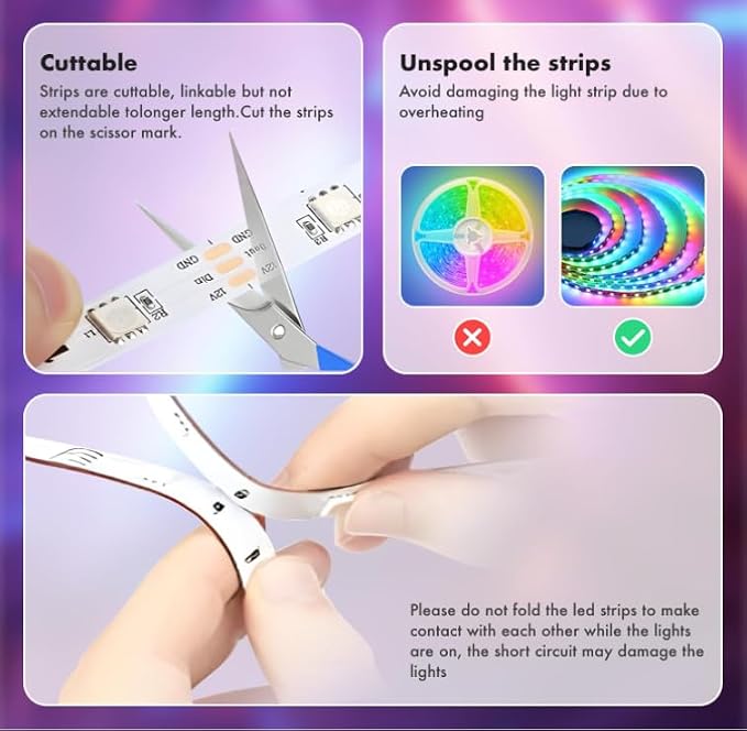 LED Strip Lights, 50FT Smart IC RGB WiFi Voice Controlled LED Lights | Segmented DIY Color, Rainbow Chasing, Music Sync, Alexa Google Compatible for Bedroom Decor
