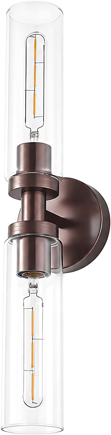 Lanhall 2 Light Bronze Bathroom Light Fixtures Over Mirror, Modern Farmhouse Bathroom Sconce with Clear Glass Shade, Wall Sconce for Bathroom Hallway Cabinet Bedroom Kitchen Living Room Foyer