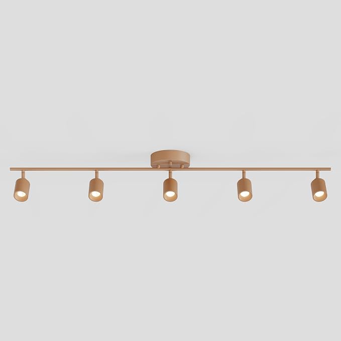 Shura Warm Brown 5-Light Track Light with Rotatable Heads, Integrated LED Bulbs, 4 ft. Track Lighting Kit, 3000k, 2450 Lumens