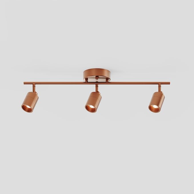 Shura Brushed Copper 3-Light Track Light with Rotatable Heads, Integrated LED Bulbs, 2 ft. Track Lighting Kit, 3000k, 1470 Lumens