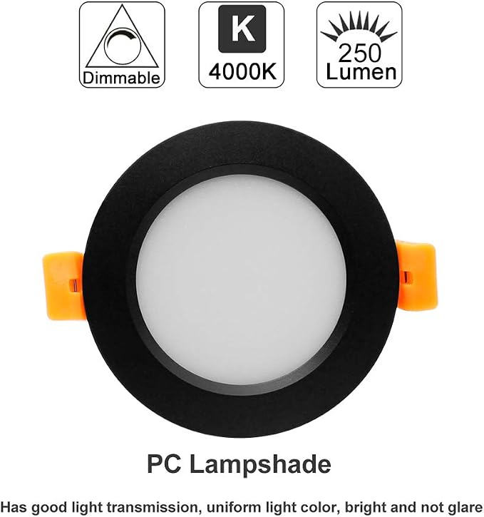 2 Inch LED Recessed Lighting, Dimmable Downlight 3W(35W Halogen Equivalent), CRI80, 4000K Natural White Ceiling Light with LED Driver(4 Pack)