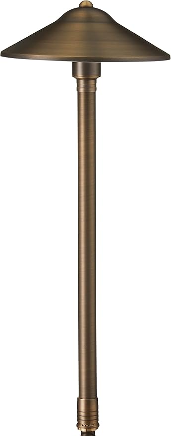 VOLT 15-Pack 12V Cast Brass Max Spread Path Lights (9" Shade, 25" Tall) with 3W 2700K Warm White G4 LED Bulbs for Low Voltage Landscape Lighting on Outdoor Pathway, Walkway, Garden, Driveway or Patio
