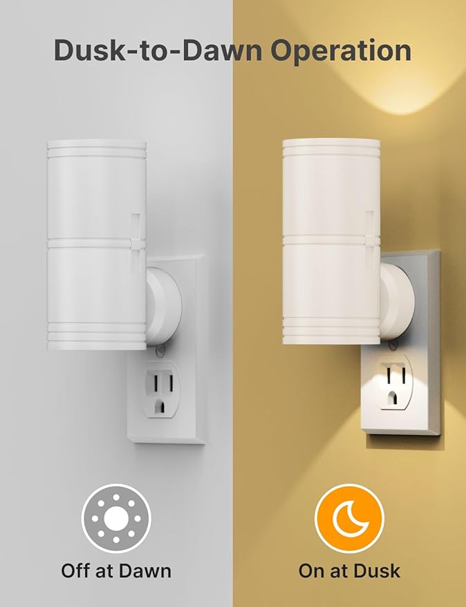 Night Light Plug into Wall, 2 Pack Dimmable LED Nightlight with Dusk to Dawn Sensor, Soft White Glow, for Hallway, Bathroom, Bedroom, White