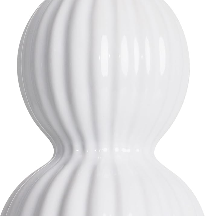 28" White Ceramic Table Lamp for Nightstand, Modern Bedside Table Lamp for Bedroom, Triple Gourd Lamp for Living Room End Table (1 Pack)