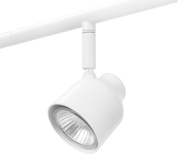 Globe Electric 64000054 6-Light Adjustable Height Track Lighting, Matte White, Pivoting Shades, GU10 Base, Minimalist Ceiling Light for Kitchen or Dining Room, Dimmer Switch Compatible