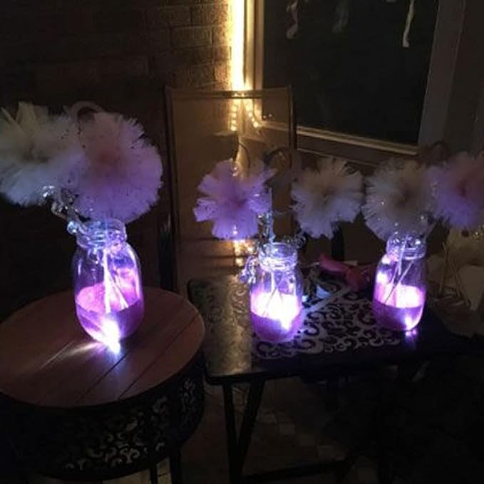 Non-Blinking Water Proof LED Mini Light Light up Paper Lanterns,Balloons,or Vase for Birthday Party or Wedding Decoration (Purple, Pack of 12)