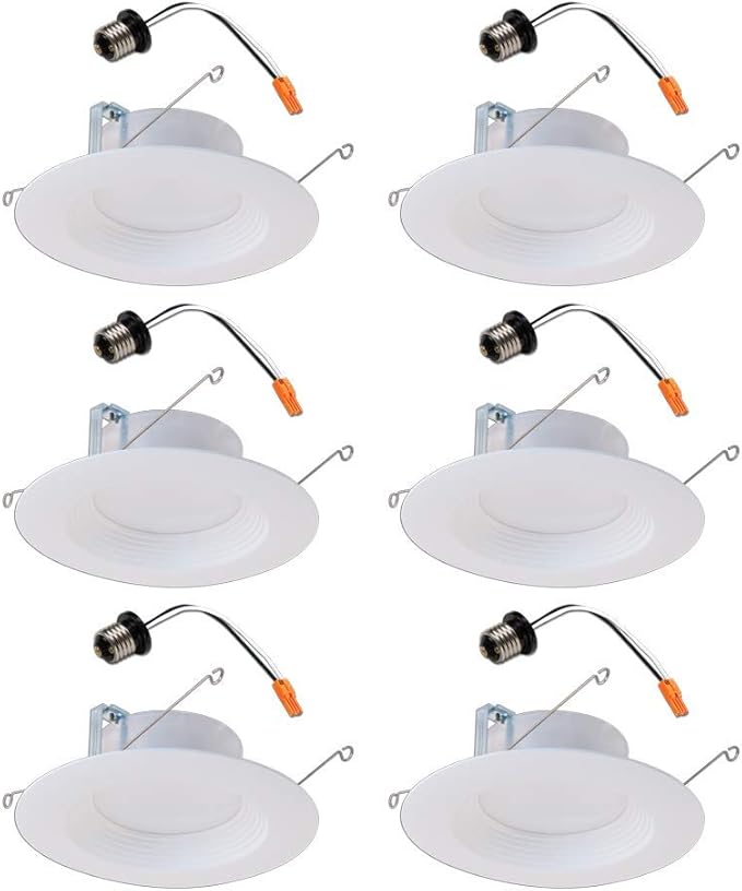 Halo LT 5 in / 6 in White Integrated LED Recessed Ceiling Light Retrofit Trim 6-Pack 3000K Soft White 746 Lumens Wet Location Listed Energy Star Certified Air-Tite
