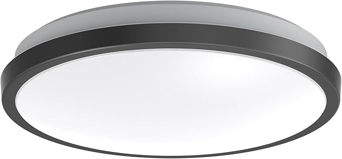 DYMOND 10" Matte Black LED Ceiling Light Flush Mount Lighting Fixture Dimmable Daylight for Bathroom Kitchen Laundry Room Closet (4000K Natural Daylight, Matte Black)