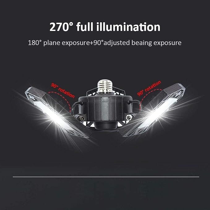 LED Garage Lights - 6000 Lumen 6500K Daylight 60W, Three Leaf Led Garage Ceiling Lights, Pack of 2