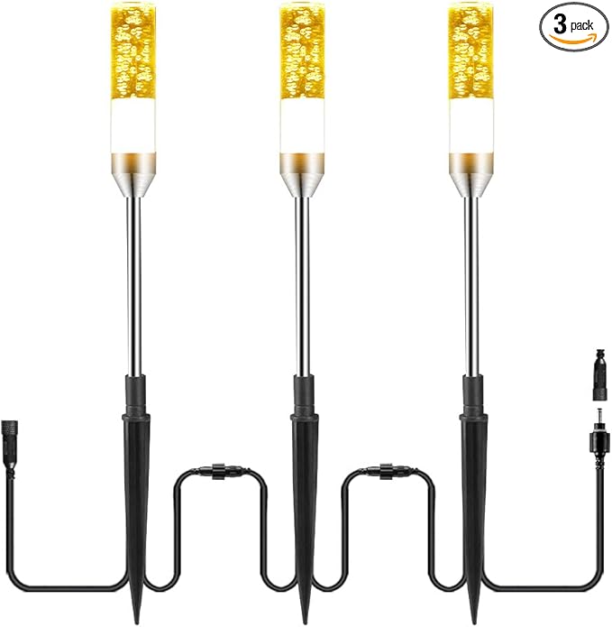 3 Pack Extension Path Lamps Landscape Path Lights, Connect 24 Lamps on One Adapter, IP65 Waterproof LED Path Lights for Lighting Up Your Garden, Pathway, Walkway (Warm White)