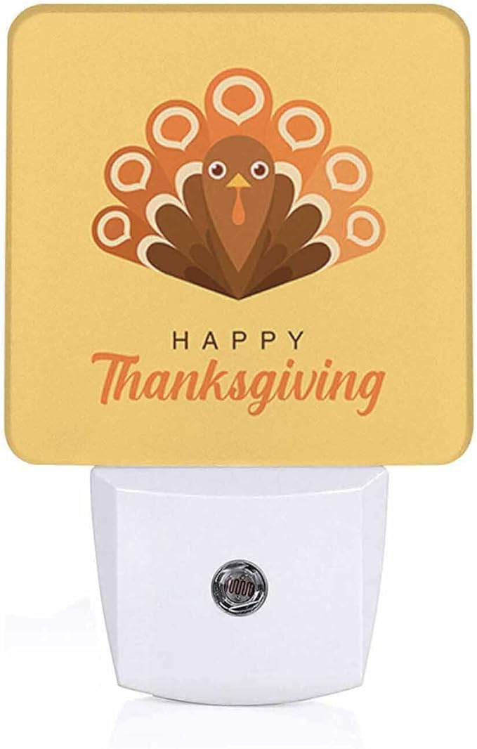 LED Night Light Plug into Wall with Dusk to Dawn Light Sensor White Energy Efficient Thanksgiving Cute Turkey Nightlight for Bedroom Bathroom Hallway Living Room Kitchen