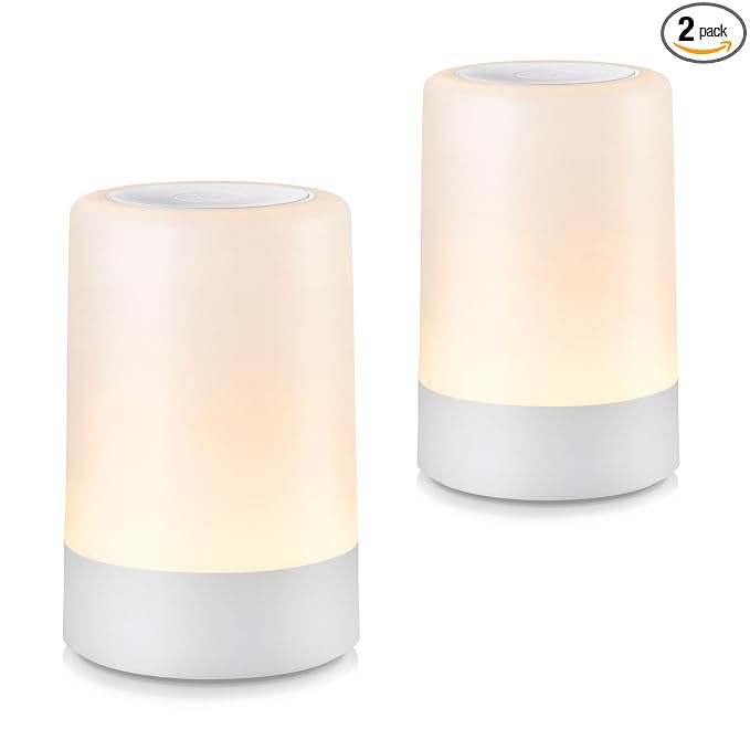 2 Pack Baby Night Light for Nursery, Rechargeable Touch Night Light, Portable Bedside Lamp, Dimmable Nursing Light for Breastfeeding, Diaper Changes, Kids Room & Bedroom