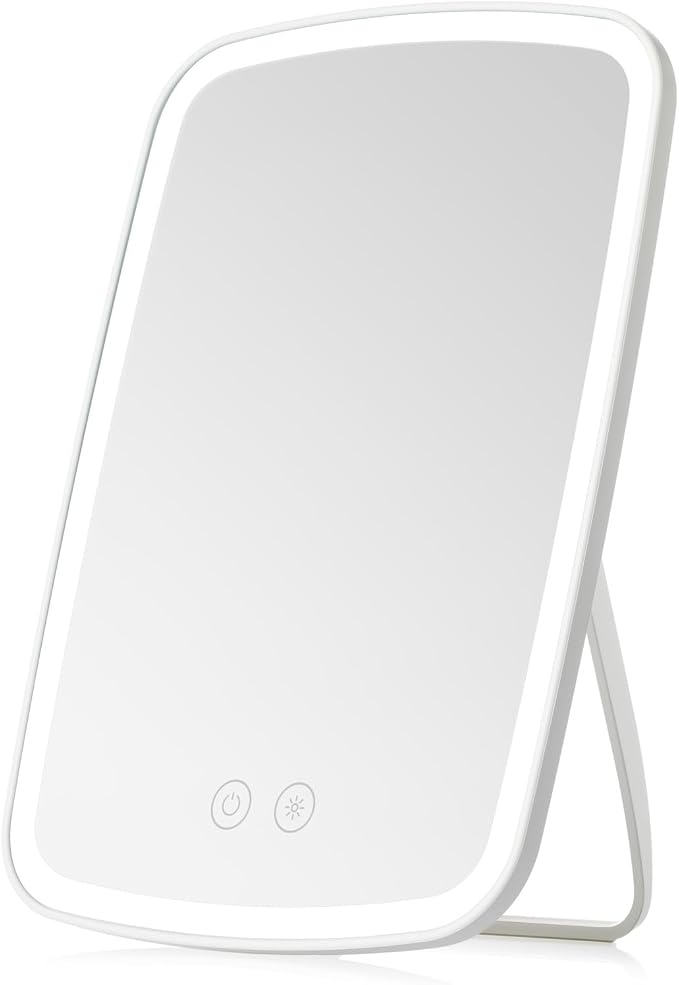 NEZZOE Portable Lighted Makeup Mirror, 1500mAh Battery, 9"x6" | Rechargeable Vanity Mirror with 3 Color Lighting and Brightness Adjustable