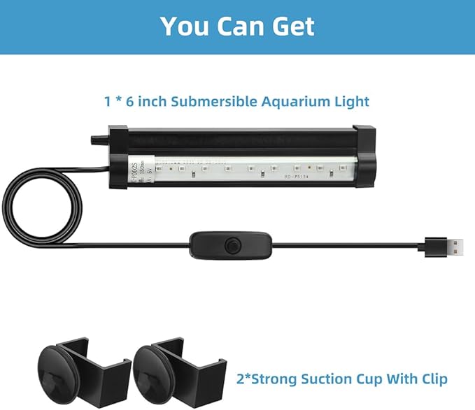Submersible Aquarium Light 6Inch Fish Tank Light Bubbler Wall with Air Bubble Hole IP68 Waterproof Color Changing Led Light for Freshwater and Saltwater Aquariums Fish Tanks
