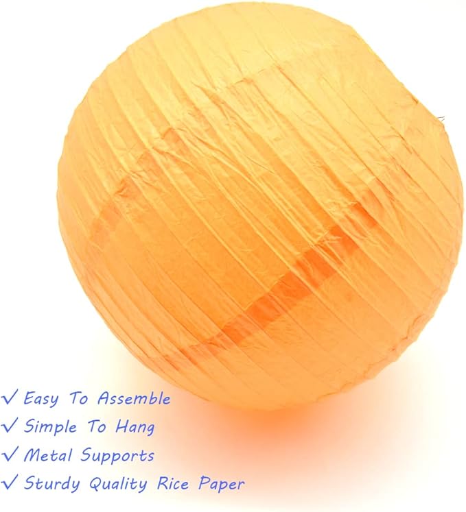 3pcs Paper Lanterns Decorative Round Chinese Paper Lanterns for Birthday Halloween Wedding Baby Bridal Shower Home Decor Party Decoration (12in/Orange)