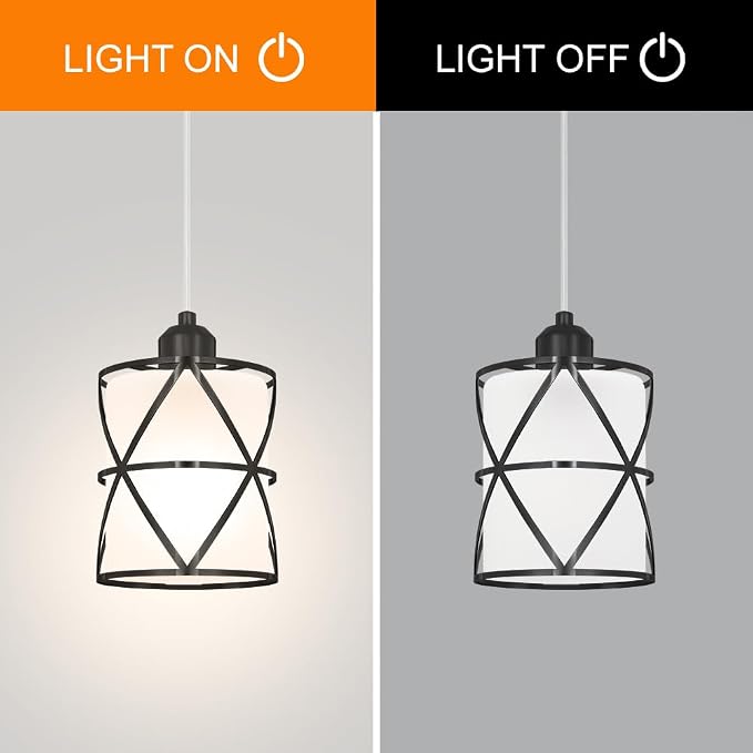 Modern Black Pendant Lights Kitchen Island 2 Pack, Farmhouse Frosted Glass Cylinder Pendant Light Fixture,Island Lights for Kitchen,Pendant Lighting for Home Decor - 5.51 Inch Shade 59.06 Inch Cord