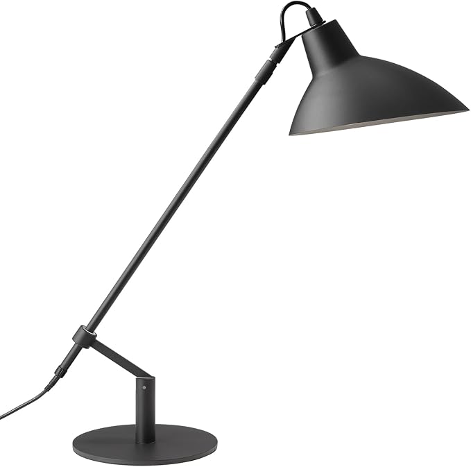 Desk Lamp Modern Industrial 100% Metal Adjustable Table Lamp 24", Natural Light (4000K) with Dimmer, Ideal for Office Bedroom Study Room Living Room Nightstand Bedside Lamps Sand Black