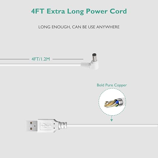 Power Cord for Astronaut Space Projector, Charging Cable Compatible with Mooyran Night Light Projector Replacement Led Lights Charger Adapter