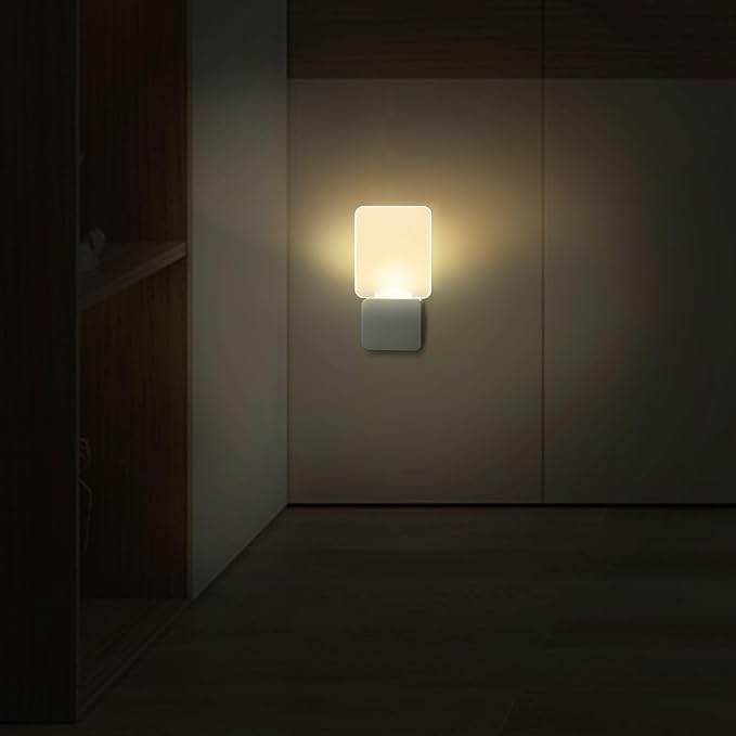 oviitech Superior Night Light with Dusk to Dawn Light Sensor at Bottom, Light in Warm White for Hallway, Bedroom, Living Room, Bathroom and Other Scenes, UL Certified, White, 4 Pack