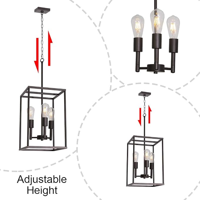 3 Light Farmhouse Chandelier Black Fixture