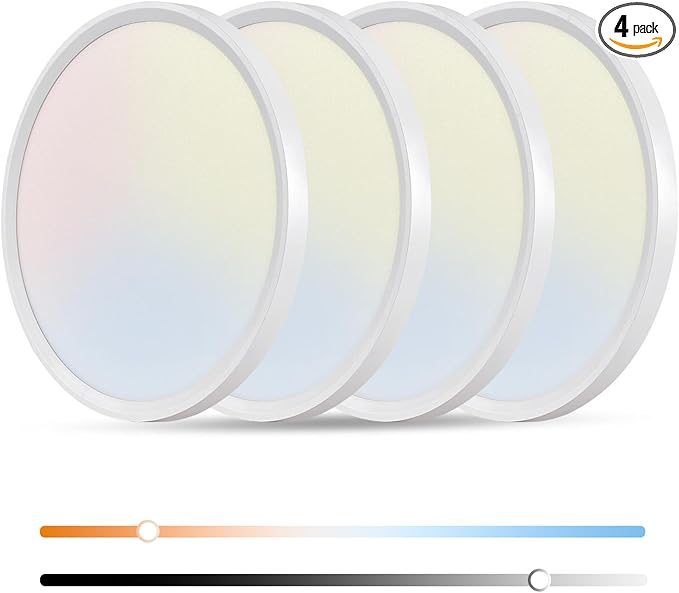 4PK Dimmable 15.8 Inch Led Ceiling Light Flush Mount, 34W, 3060LM, 3000K/3500K/4000K/5000K/6500K CCT, 0.98" Super Slim Close to Ceiling Round Flat Panel Light for Hallway,Kitchen ect, White