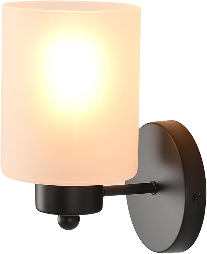 Metal Sconces Wall Lighting with Clear Glass Shade, Bathroom Vanity Light Matte Black Wall Sconce, Modern Wall Light Fixtures