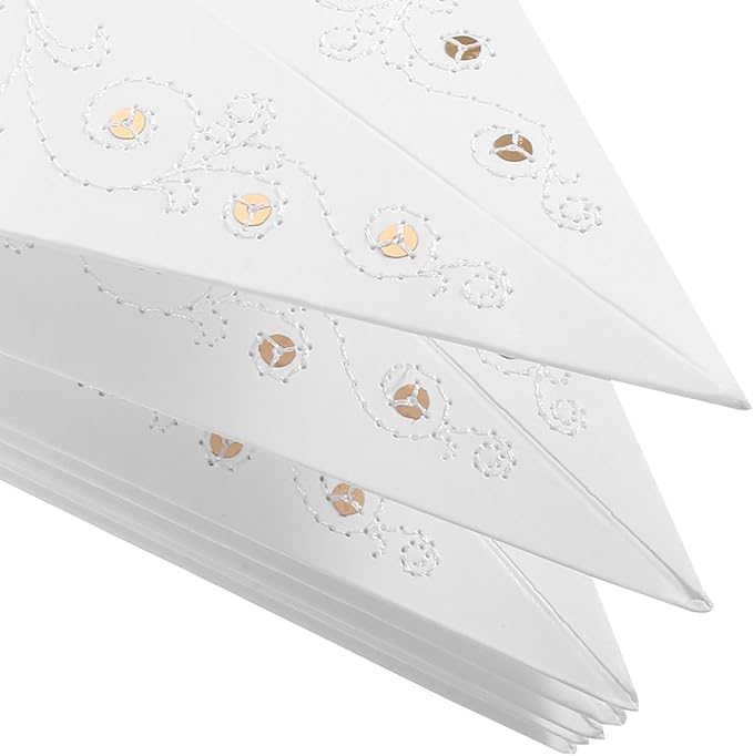 VICASKY Paper Star Lantern - Anti-Tear Reinforced Lamp Shade for Christmas Decoration: Seven-Pointed Hanging Light for Wedding Party - 17.7in White
