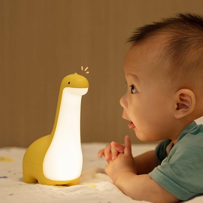 Dinosaur Night Lamp, Dimmable Bedside Night Light USB Rechargeable, Kids Bedroom Sleep Light, Cute Gifts for Girls, Boys, Teens, Friends Birthday, Holiday, Christmas, Yellow