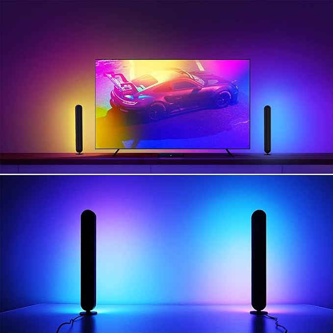 2pcs Smart LED Light, RGB Ambient Light Bars, Rhythm Lamp, Remote and APP Control, Music Sync Backlight for Gaming TV Bedroom, Desktop Lamp with Color Adjustable, timed Control