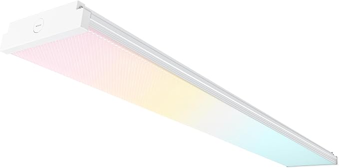 hykolity 4FT 7" Width LED Wraparound Light with 3 Wattages/3 CCT Selectable | 4 Foot LED Wrap Light Fixture Flush Mount, Hardwired, Replaces 2 Lamp 32W Fluorescent, for Office Ceiling Light, ETL,1 Pack